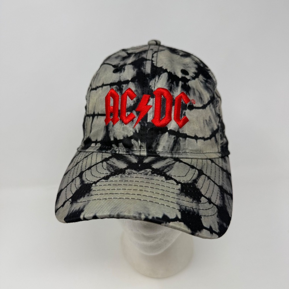 AC/DC Band Hat H3 Headwear Grey Black Tie Dye Red Logo Strapback Baseball Cap